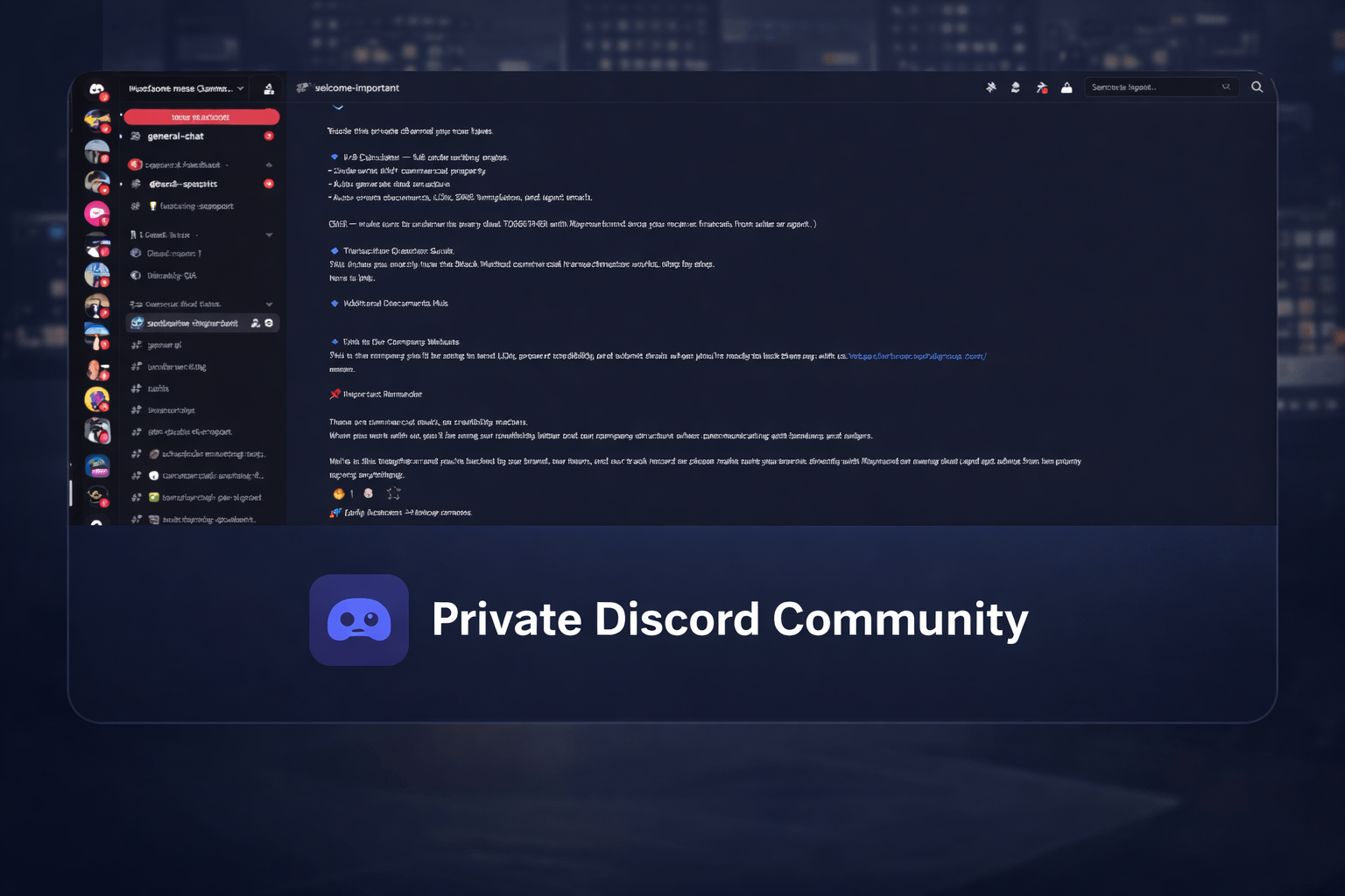 Private Discord community with deal channels